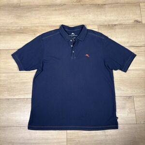 Tommy Bahama Supima Cotton Blue Polo Shirt Men's Large Marlin Logo